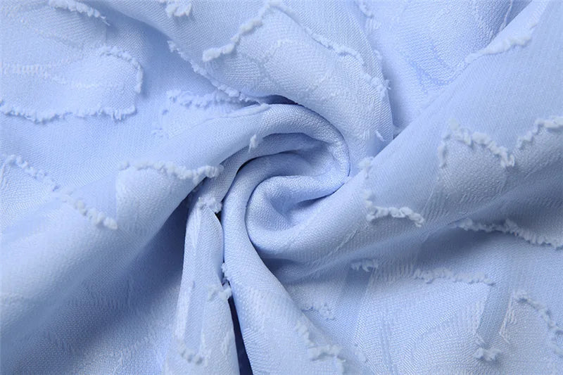 שמלת מקסי שיפון בעיטור רקמת עלים קשירה בגב להצמדה במותן - מונה ליז