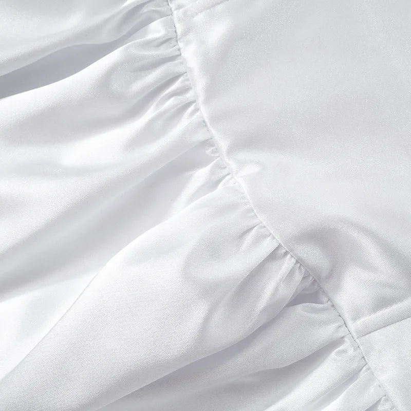 שמלת מיני סטרפלס סאטן קשירות בגב - מילי