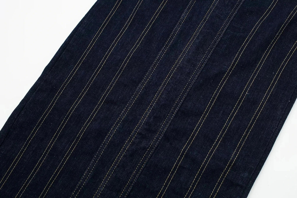 שמלת סטרפלס ג'ינס מקסי צמודה בעיצוב פסים - רוני לי