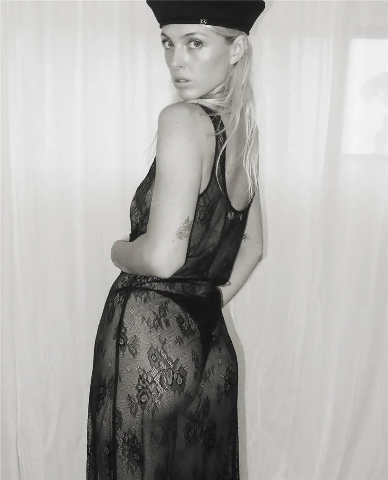 שמלת מקסי חוף תחרה שקופה - Sasha