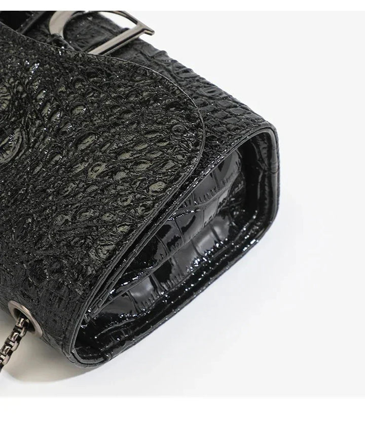 Glitter faux leather bag with D design