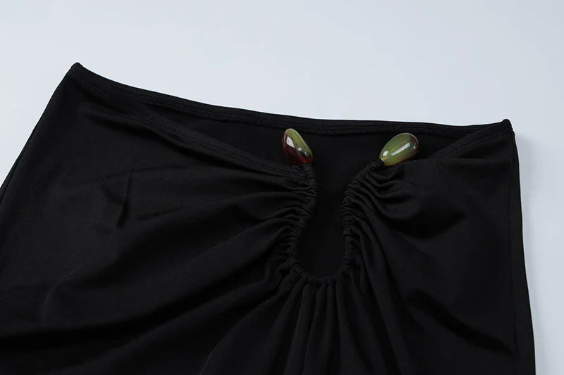 סט שני חלקים חולצת טופ וחצאית מקסי בעיצוב אבזם - ג'סיקה