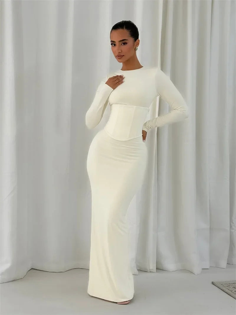 Maxi dress with corset design - TOHAR