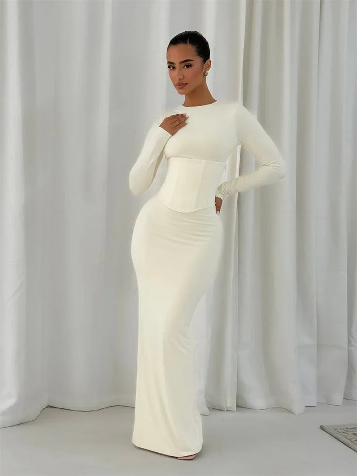 Maxi dress with corset design - TOHAR