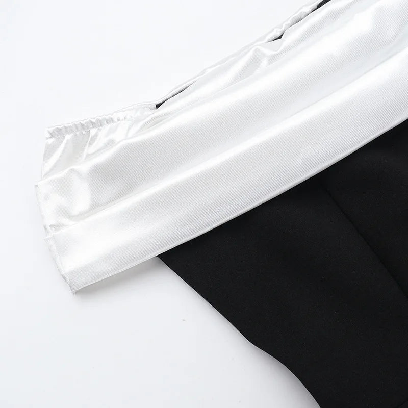 שמלת מיני כתפיים חשופות כתפיית סאטן - סיה