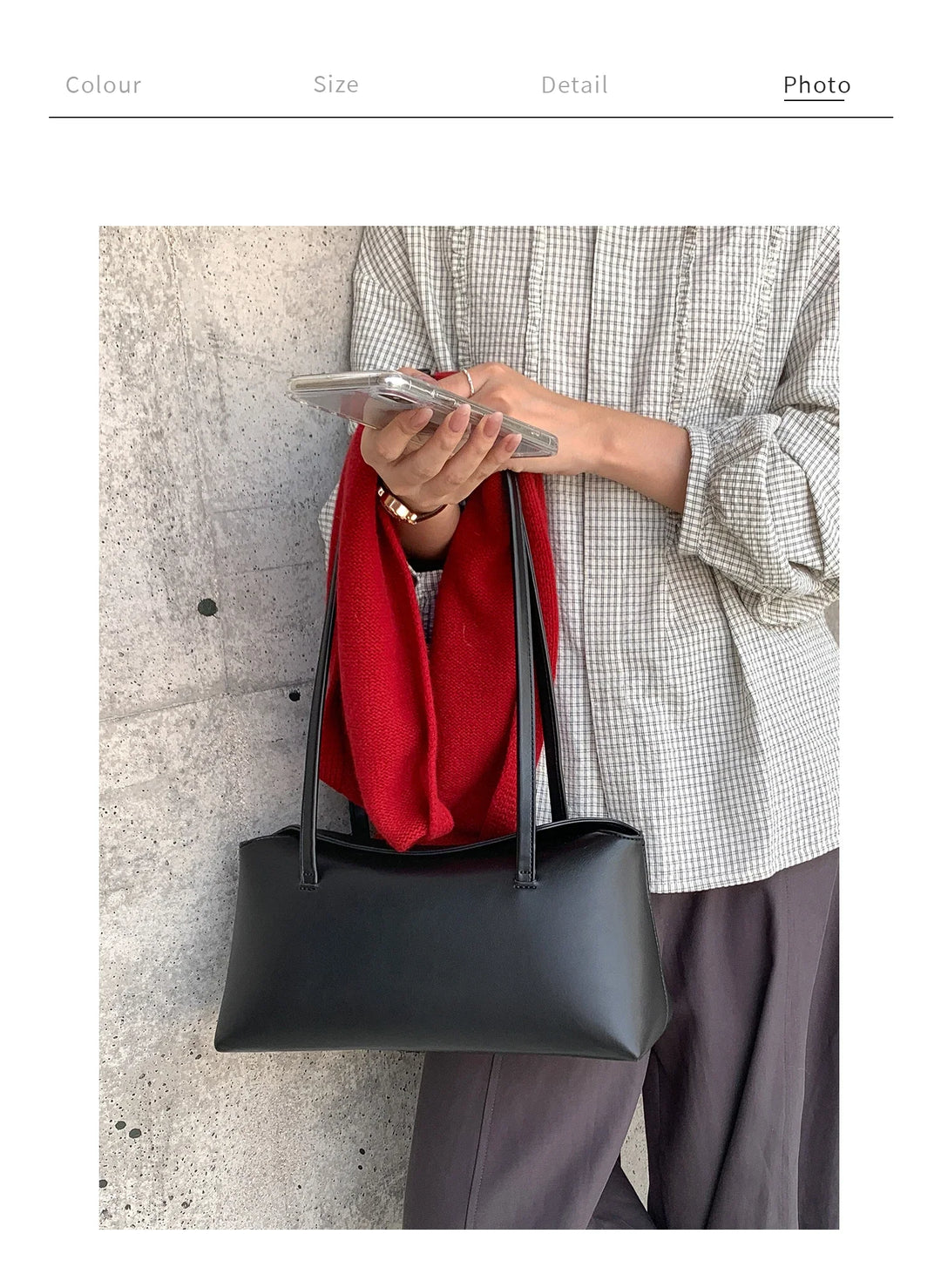Faux leather bag with rectangular design