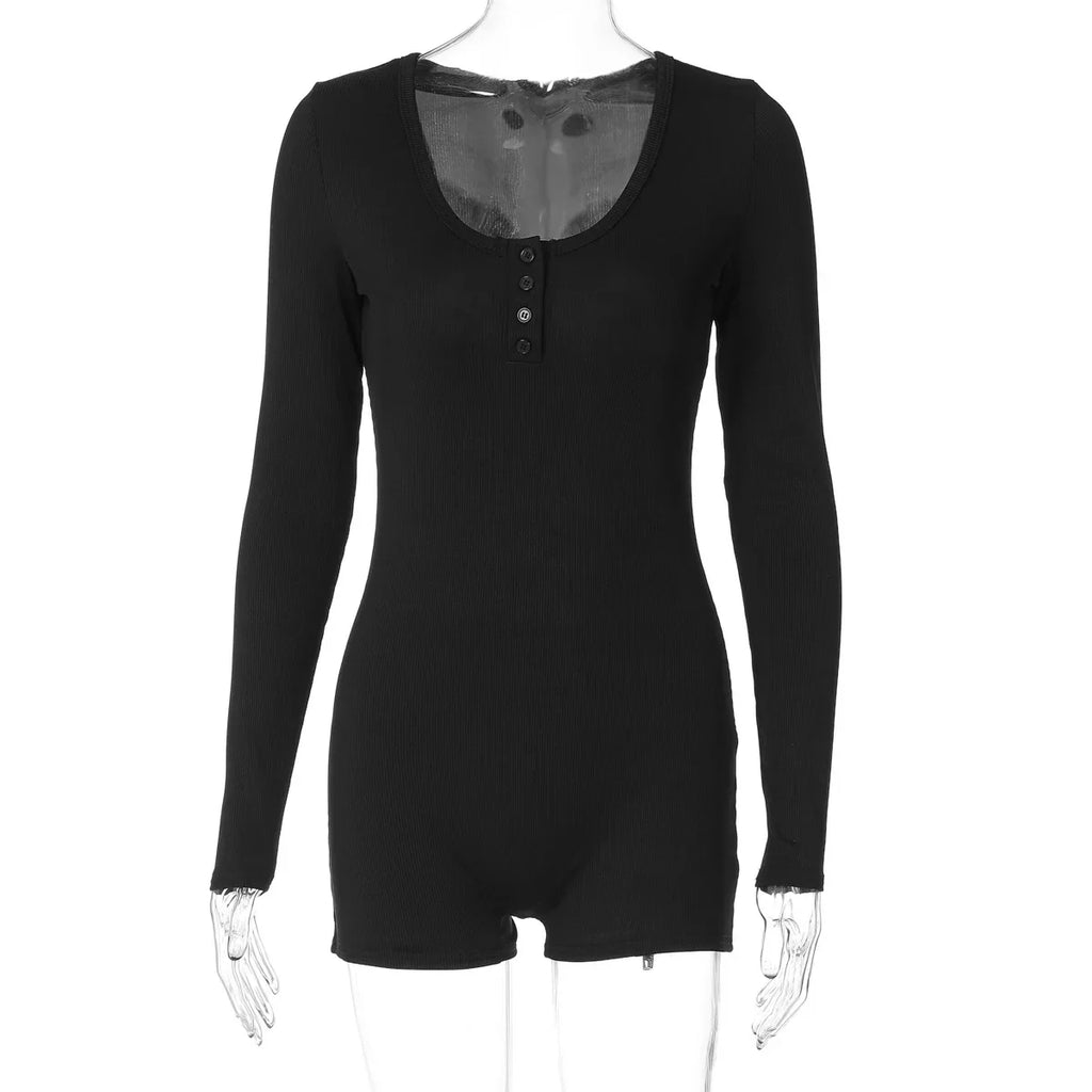 אוברול חלק אחד סרוג בעיטור כפתורים - Lauren