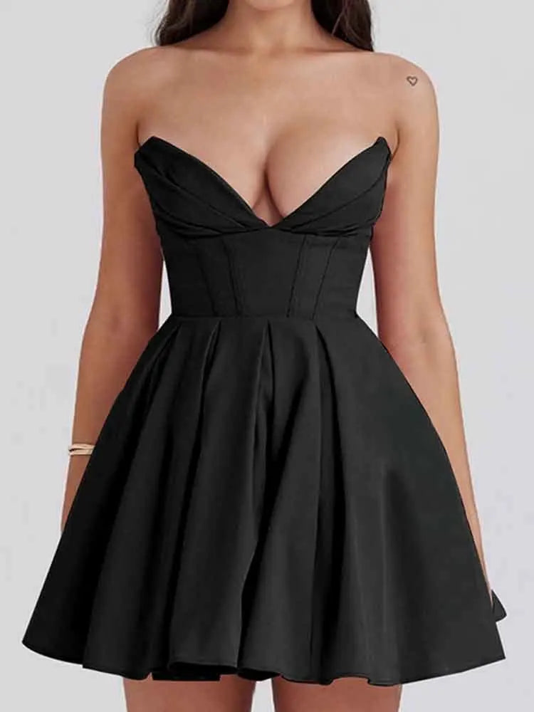 שמלת מיני סטרפלס בגזרת A - Livia