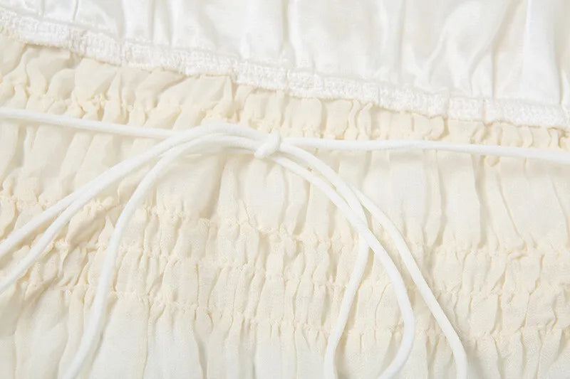 סט שני חלקים בעיצוב שיפון וכיווצים טופ קשירה וחצאית מקסי - אורורה