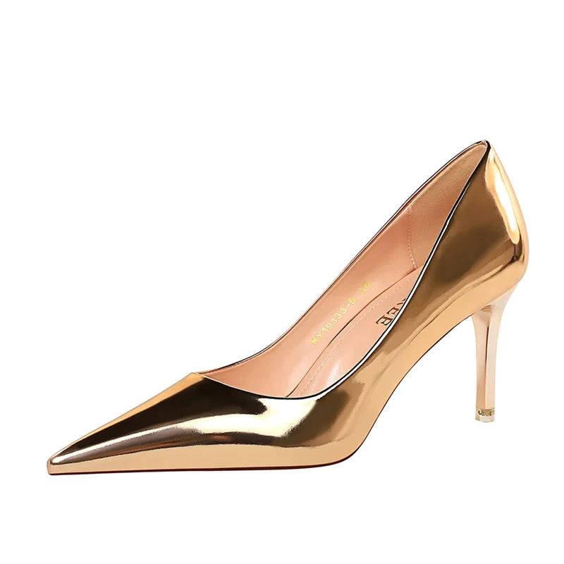 Shiny high heel shoes in various heights - Hailey