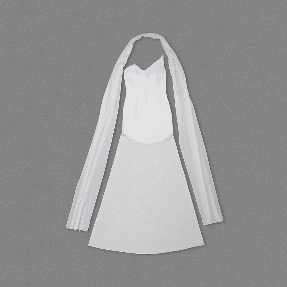 שמלת מקסי סטרפלס בעיצוב שיפון - Genesis