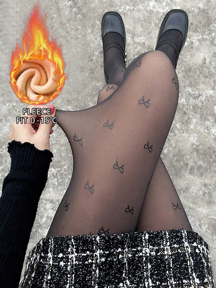 Thermal tights with bow design