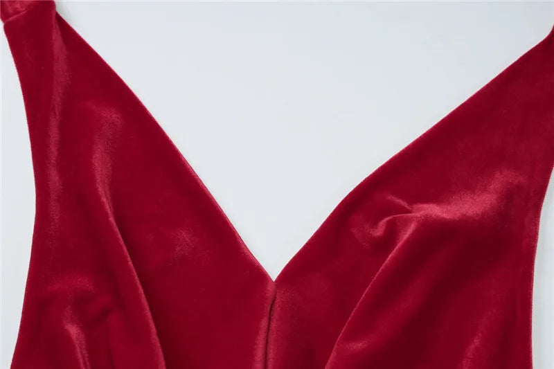 שמלת מקסי קטיפה צווארון נופל גב פתוח - מרלה