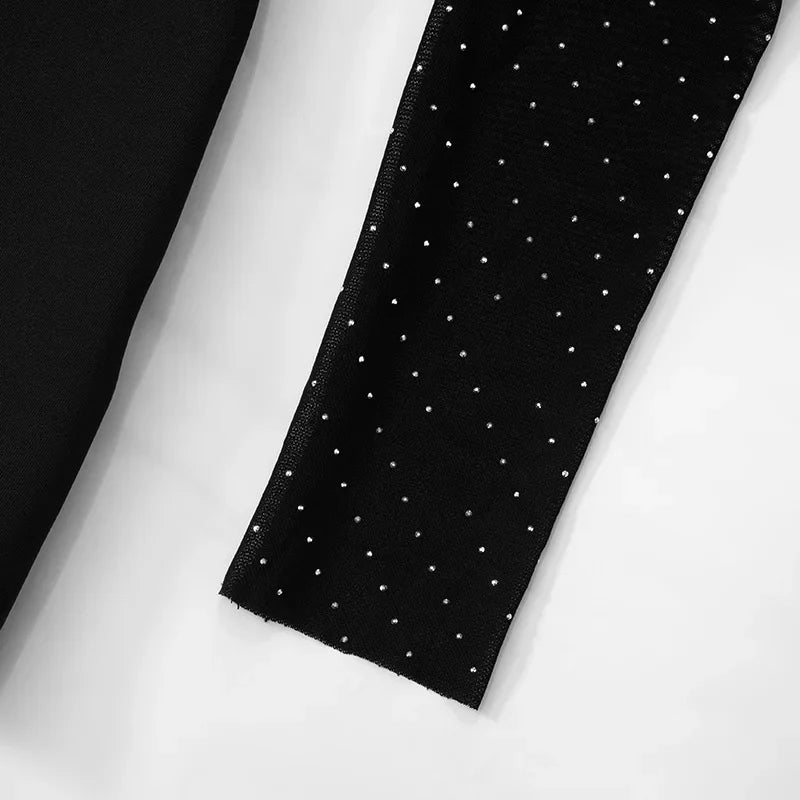 שמלת מיני בעיצוב שרוולי רשת נצנצים - GADE