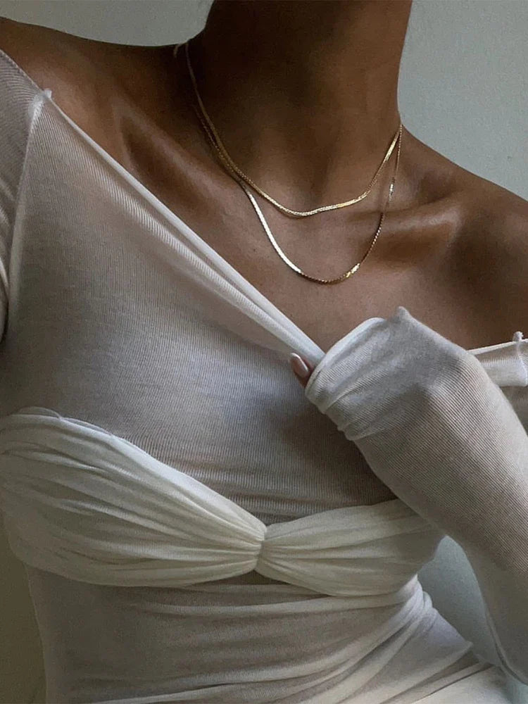 חולצת כתפיים חשופות חצי שקופה - שילה