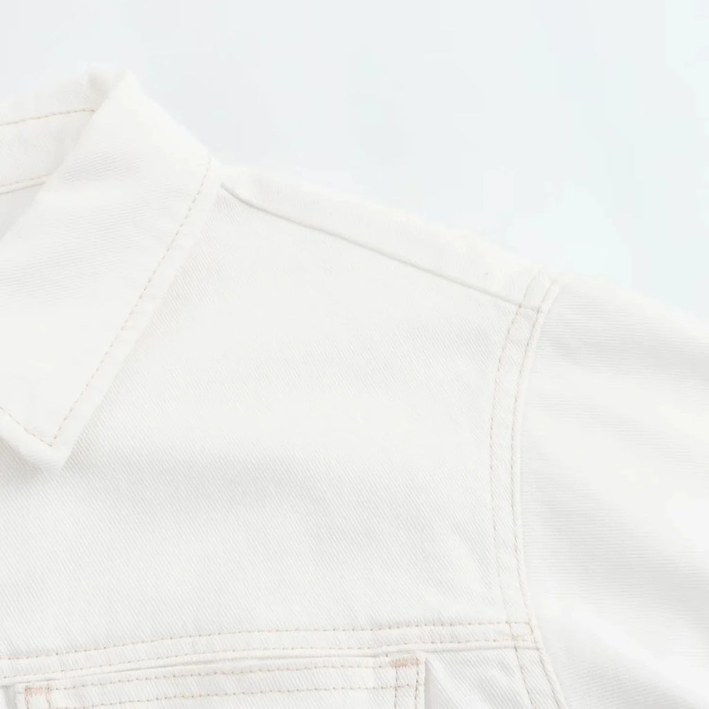 חליפת דנים שני חלקים לבנה מכנס חצאית ובלייזר מכופתר צווארון פולו  -  ג'נסיס