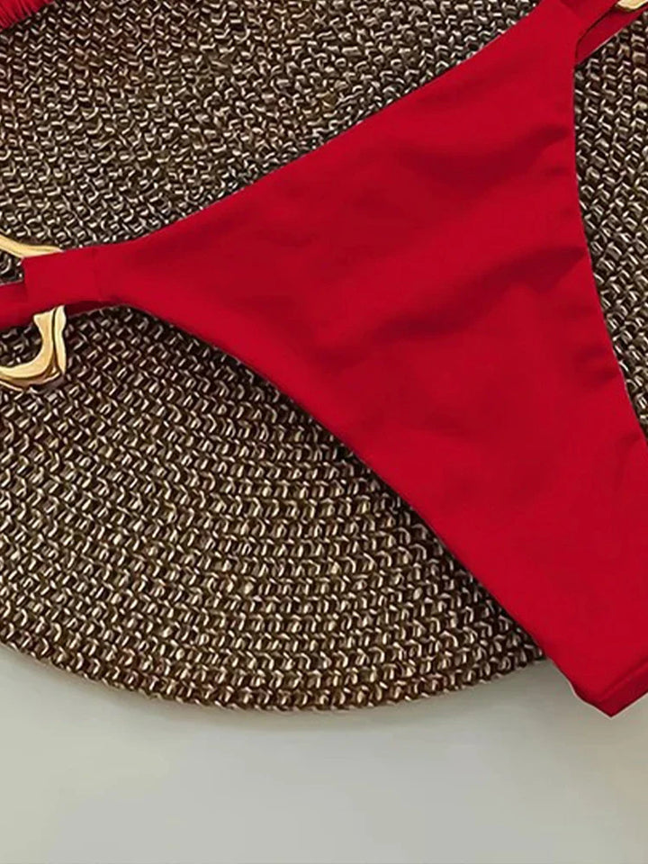 Bikini swimsuit with gold buckle design - GOLDI