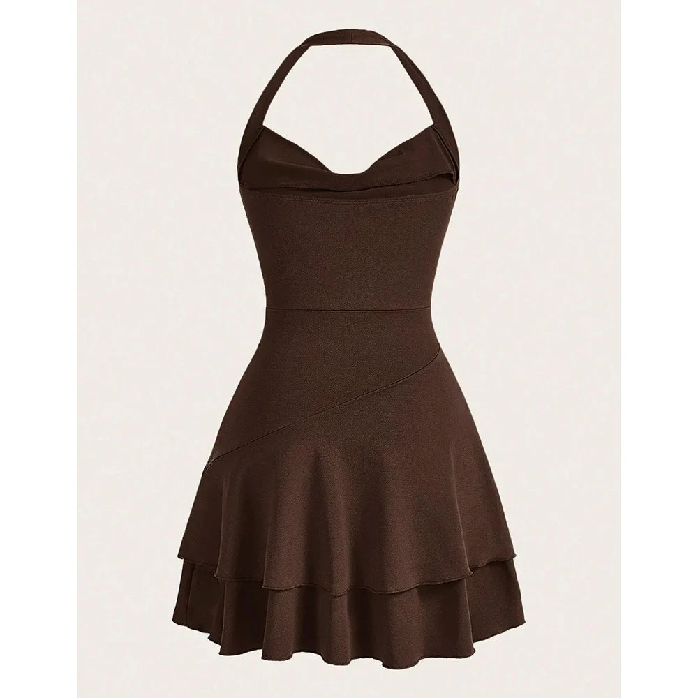 שמלת מיני מלמלה מדורגת גב פתוח - Ashly