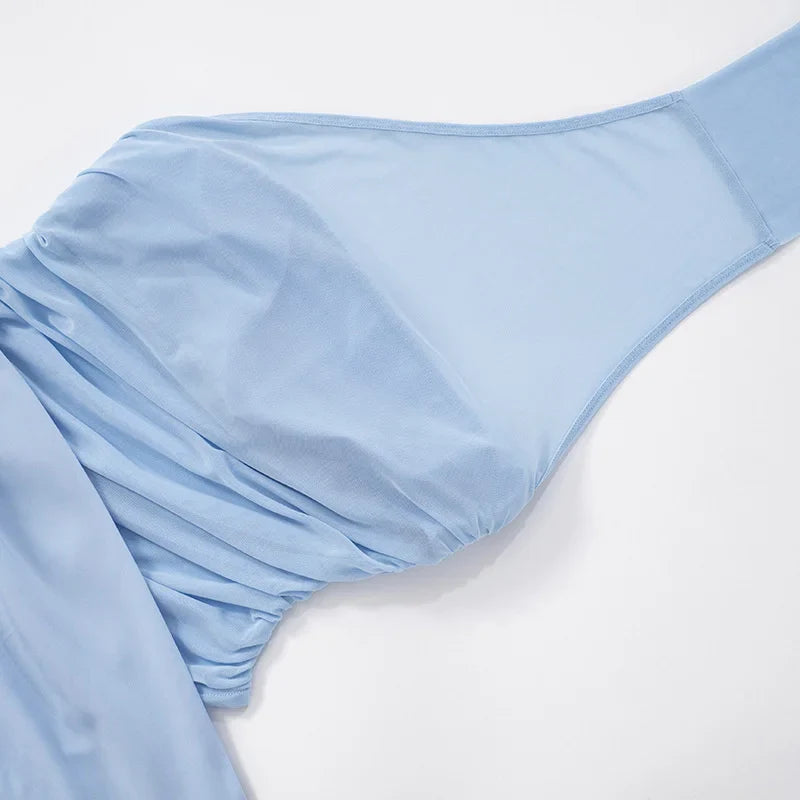 שמלת מקסי בעיצוב רשת וליפוף צעיף בצוואר - ללין