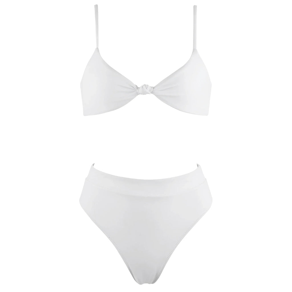 ביקיני תחתון גזרה גבוהה מחטב חזייה בקישוט קשר למראה מוצמד ומורם - שריל