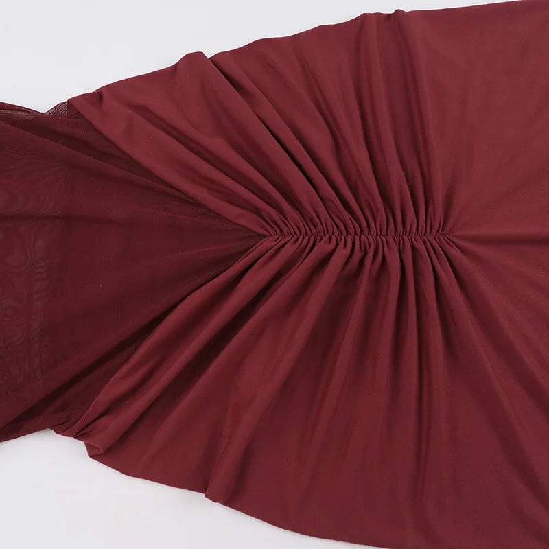 שמלת מקסי בעיצוב כיווצים ורשת - לאורן