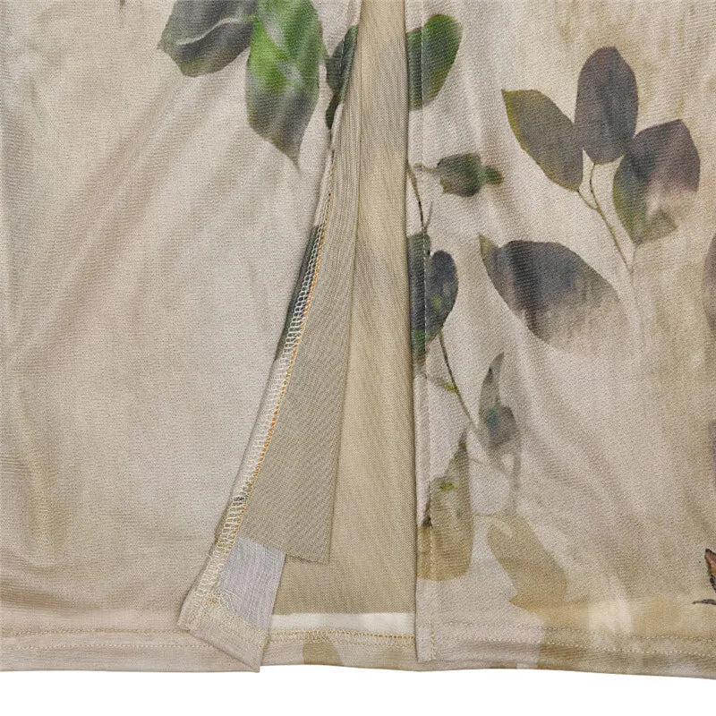 שמלת מקסי סטרפלס בעיטור הדפס פרחוני וינטג' - מאליה