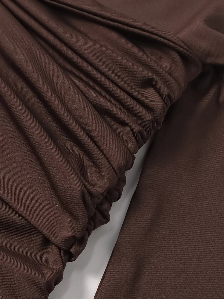 שמלת מקסי כיווצים בעיצוב כתף חשופה - שראלה