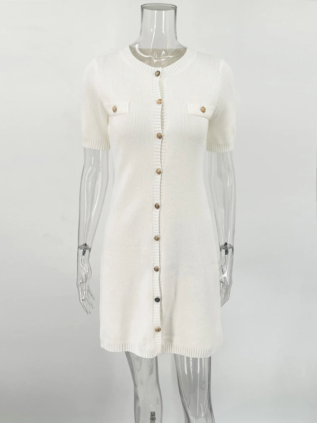 שמלת מיני סרוגה בעיטור כפתורים - Mary