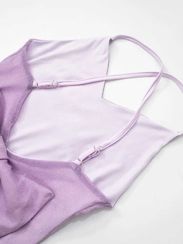 שמלת מקסי נצנצים בעיטור מלמלה ופפיון - נואלה