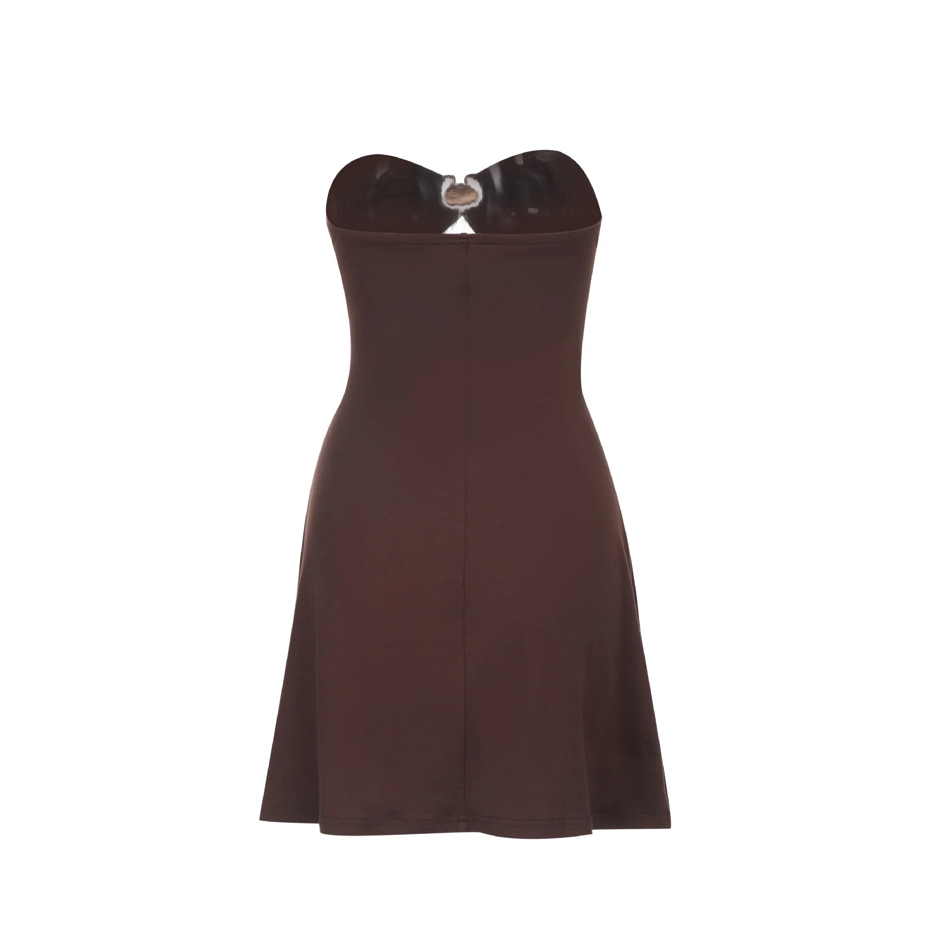 שמלת מיני סטרפלס קיצית בעיטור אבזמי צדפה - פליה