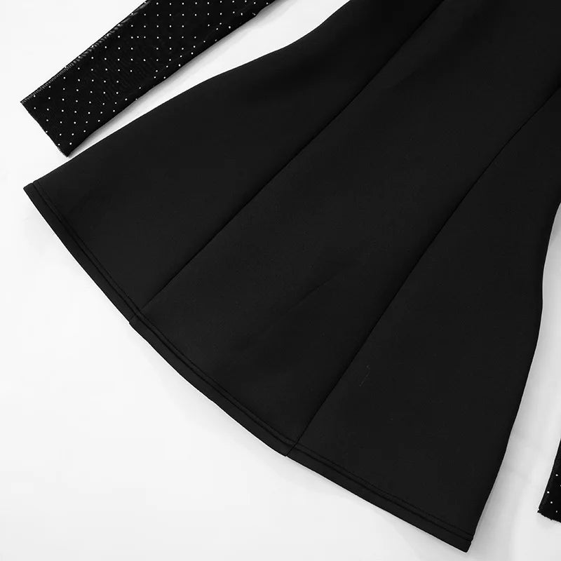 שמלת מיני בעיצוב שרוולי רשת נצנצים - GADE