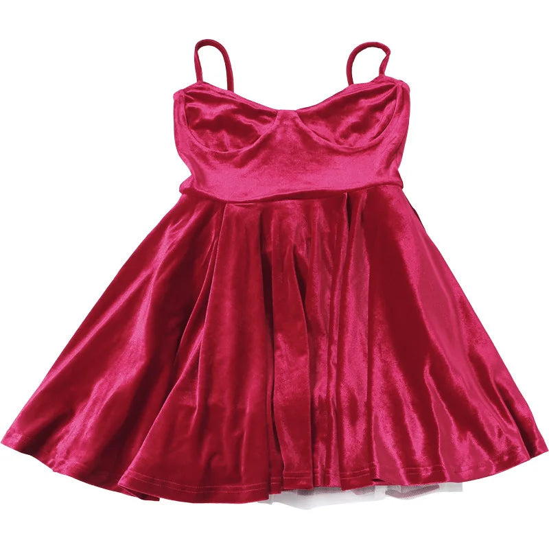 שמלת מיני קטיפה מלמלה בגזרת A - SOFIA