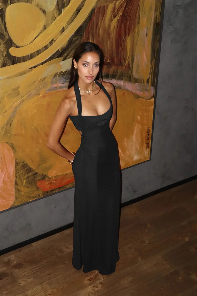 שמלת מקסי אלגנטית בעיצוב מיוחד קשירות בגב - איזבלה