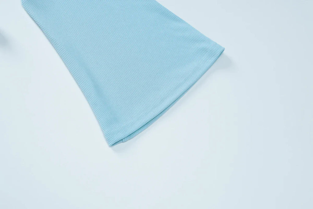 סט שני חלקים סרוג מכנסי פדלפון וחולצת בטן שרוולי פעמון - Zuri