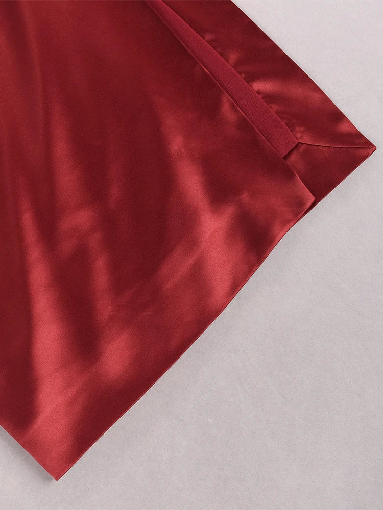 שמלת מקסי סאטן אלגנטית שסע עמוק - ונסיה