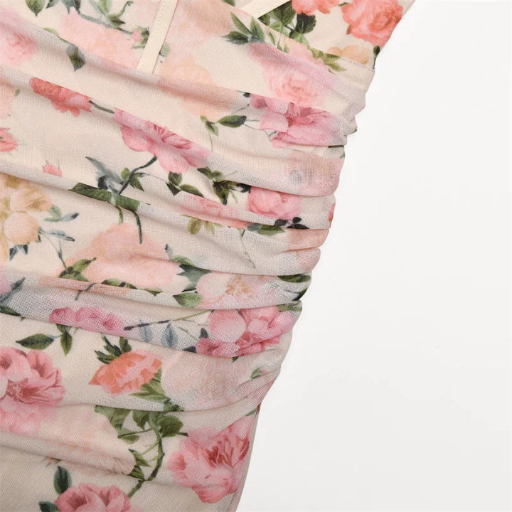 Floral chiffon maxi dress with a corset design - Liana