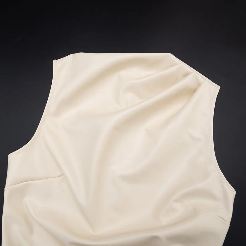 Faux leather mini dress with pleats - SIERA