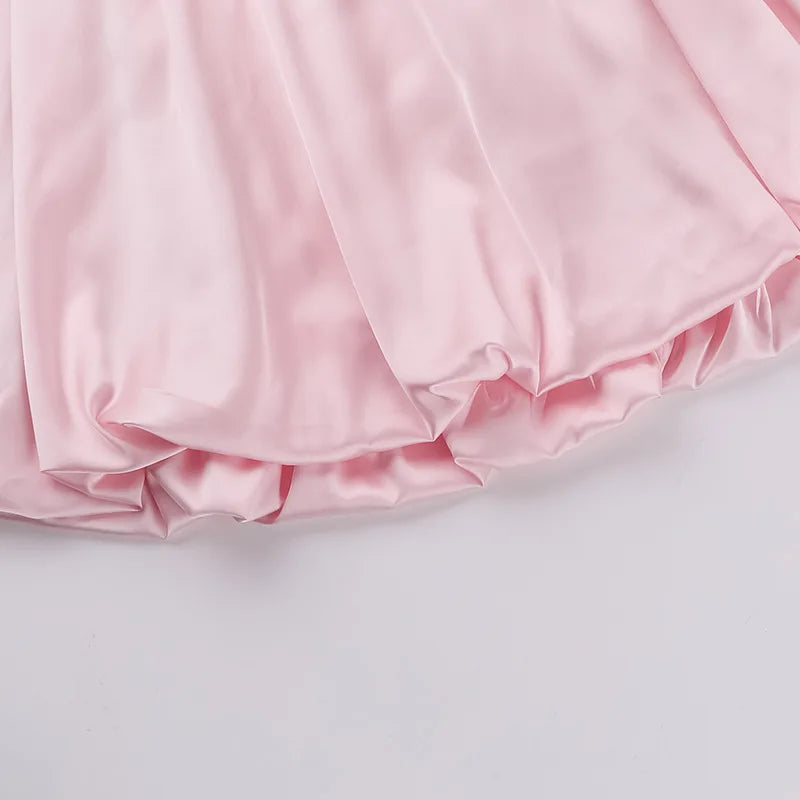 שמלת מיני סטרפלס סאטן בגזרת בלון - ג'ימי