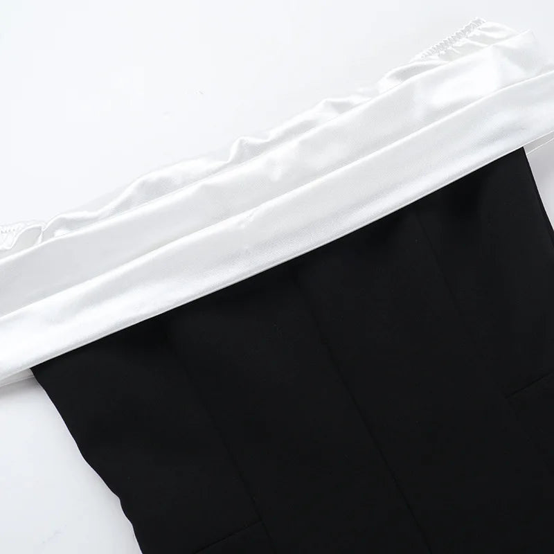 שמלת מיני כתפיים חשופות כתפיית סאטן - סיה