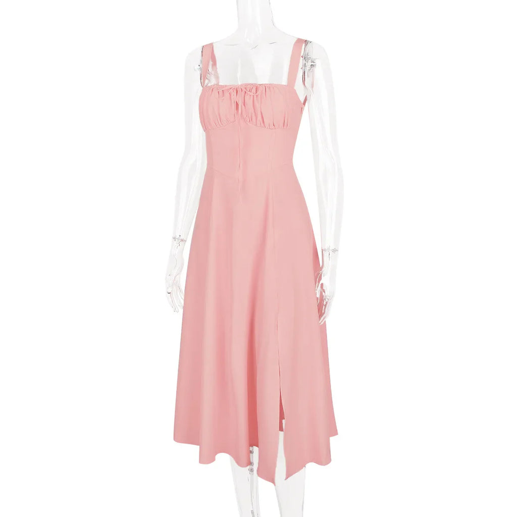 שמלת מידי קיצית בעיצוב כפרי בעיטור שסע - אנג'ליקה