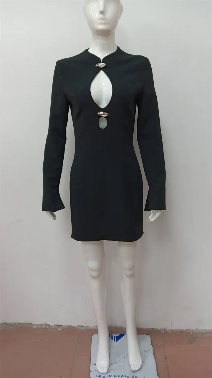 Tailored mini dress with openings and buckles - DANI