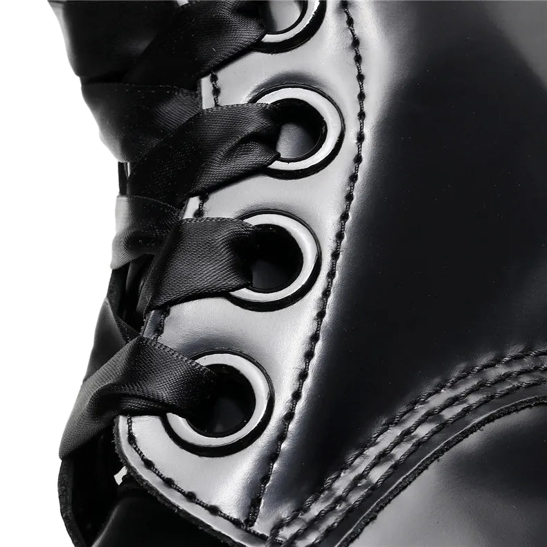 Satin lace-up leather boots - Winnie