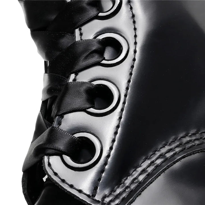 Satin lace-up leather boots - Winnie