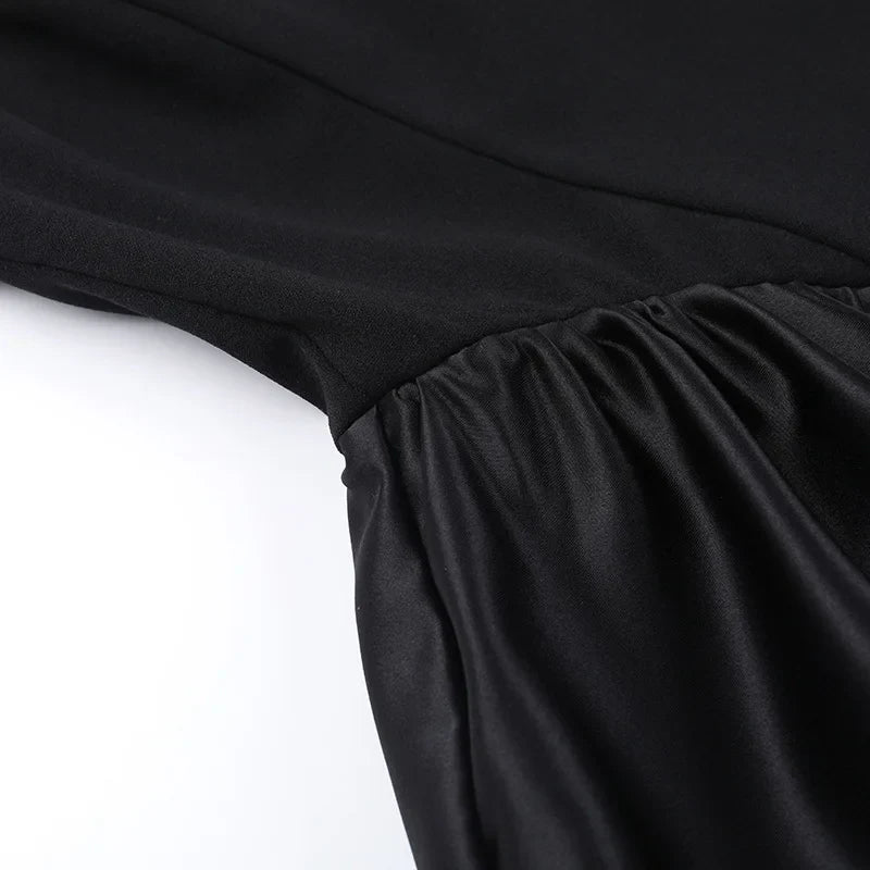 שמלת מיני בלון בגזרת קשירה בצוואר חצאית סאטן - Mikaela