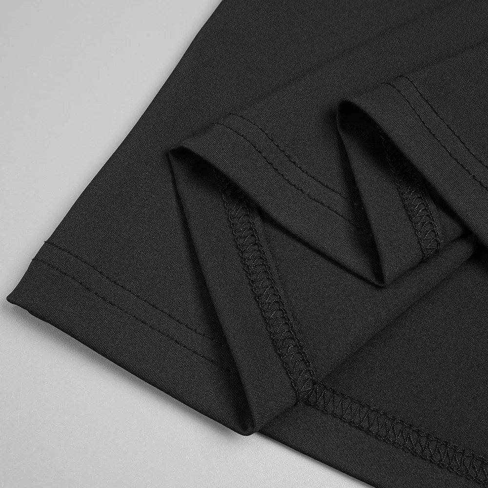 Maxi dress with a slit design and a mesh bodice with a diamond buckle - AMOR