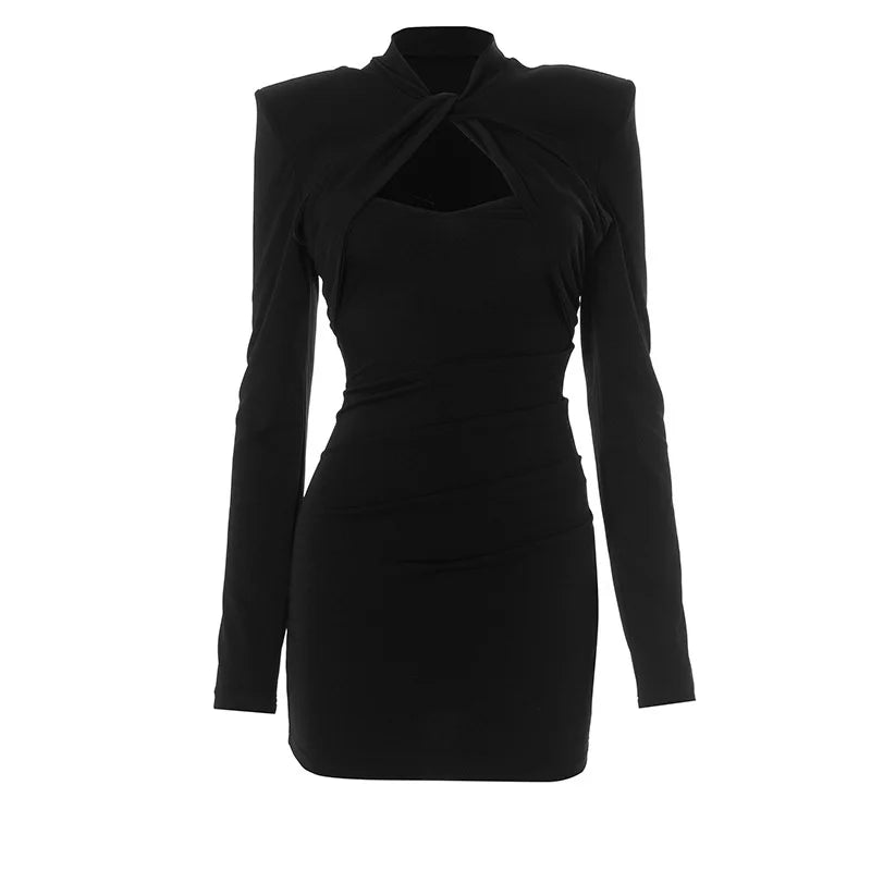 שמלת מיני צמודה בעיצוב קרוס - Serena