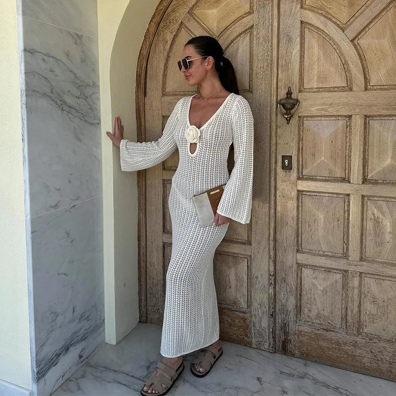 שמלת מקסי רשת בעיטור פרח - Thalia