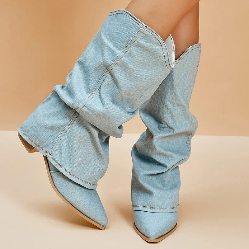 Denim heeled boots - Edison