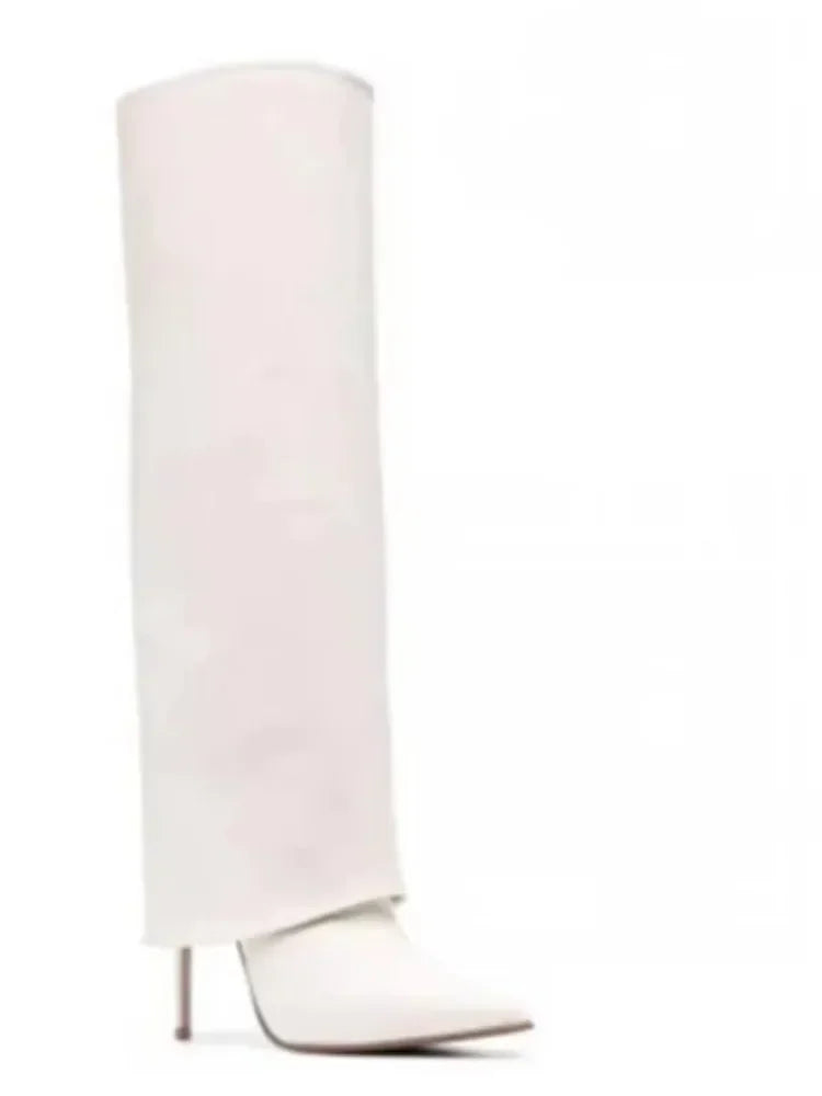 מגפי עקב שפיץ עור אמיתי / דמוי עור גבוהים - Amaya