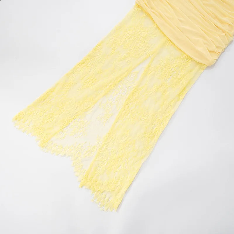 שמלת מקסי כיווצים בעיצוב תחרה - אמריז'ה